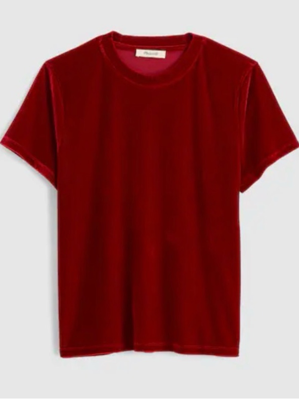 Madewell The Relaxed Tee in Velvet | Size Large | Ruby | NWT